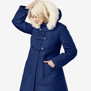 NWOT ellos Faux Fur Trim Wool-Blend Coat Size 12